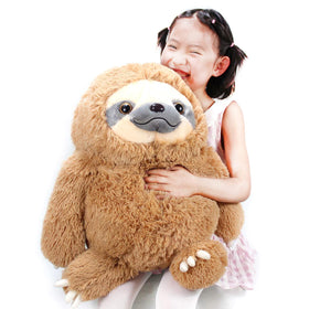 Winsterch sloth plush close-up of large eyes and smile