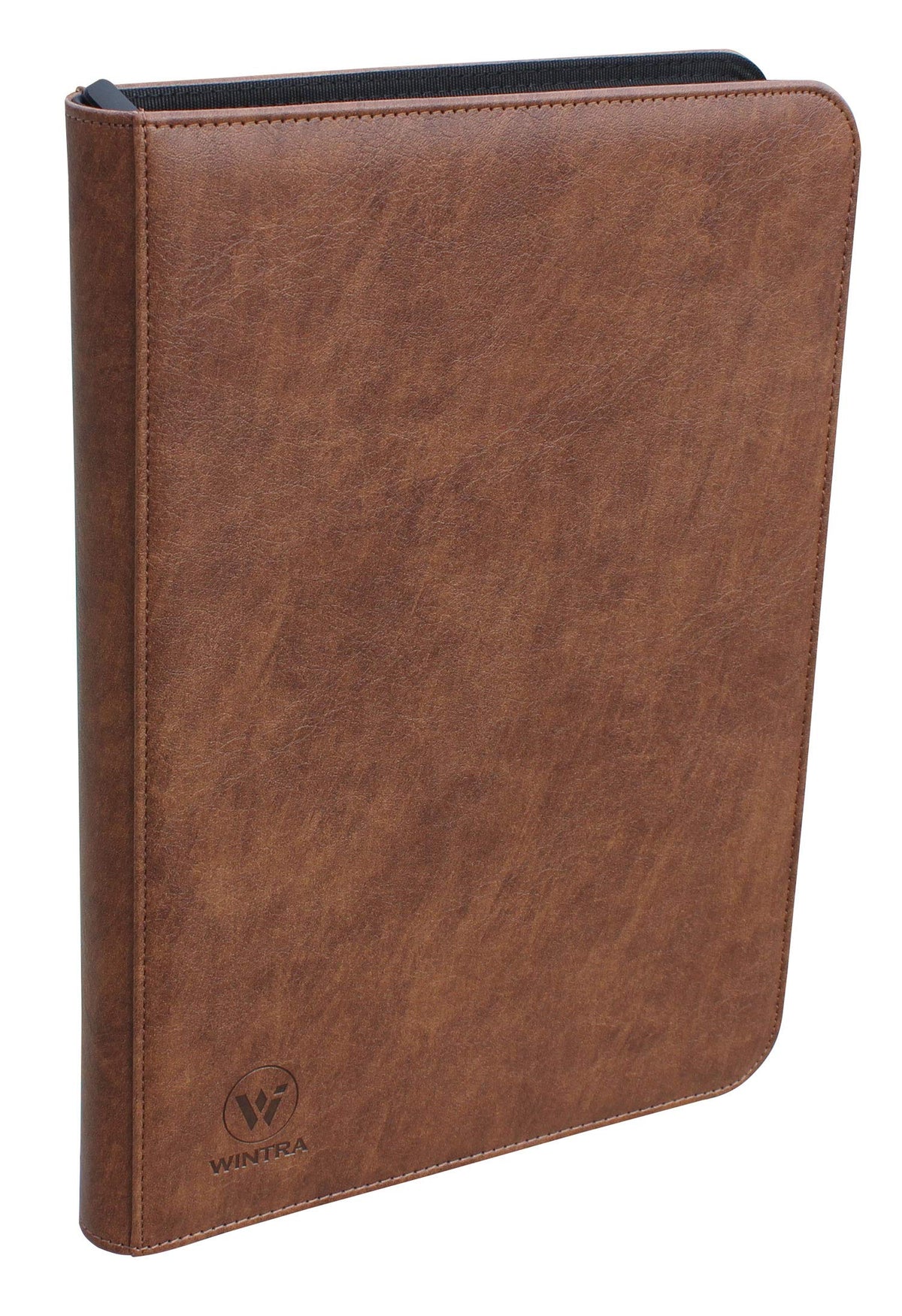 WINTRA 504-pockets card album with brown leather cover keeps trading cards organized.