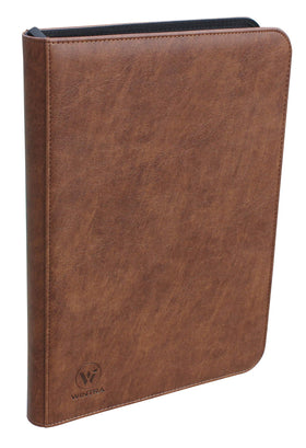 WINTRA 504-pockets card album with brown leather cover keeps trading cards organized.