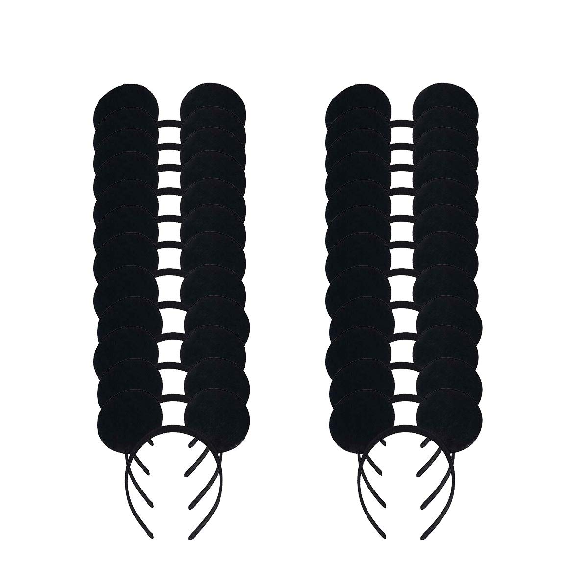 Winvin 24pc black mouse deluxe ears headbands for party fun.
