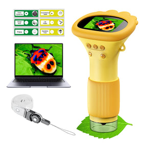 WINWEND Kids Pocket Microscope showing built-in storage capacity for photos