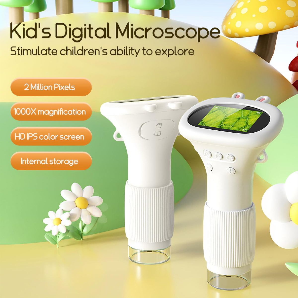 WINWEND microscope with built-in storage for 400 photos and easy organization.