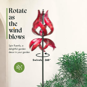 WinWindSpinner tulip blades catch light to create mesmerizing garden motion