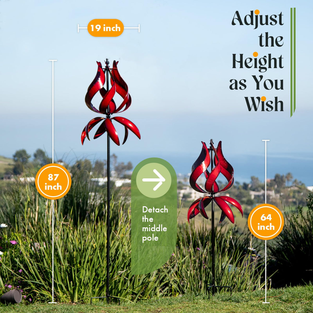 WinWindSpinner weather-resistant metal finish withstands outdoor conditions