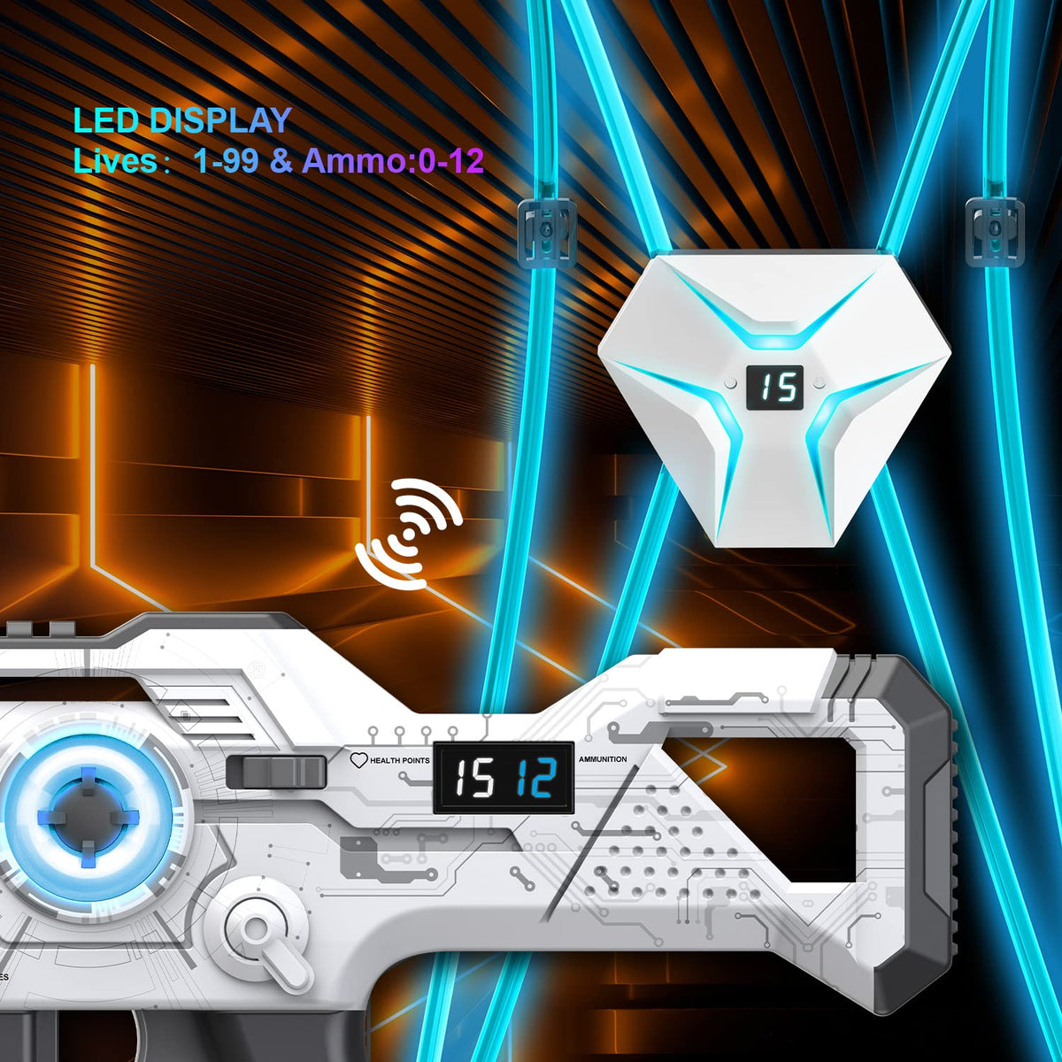 Winyea Tag dual LED display shows lives and ammo in real time