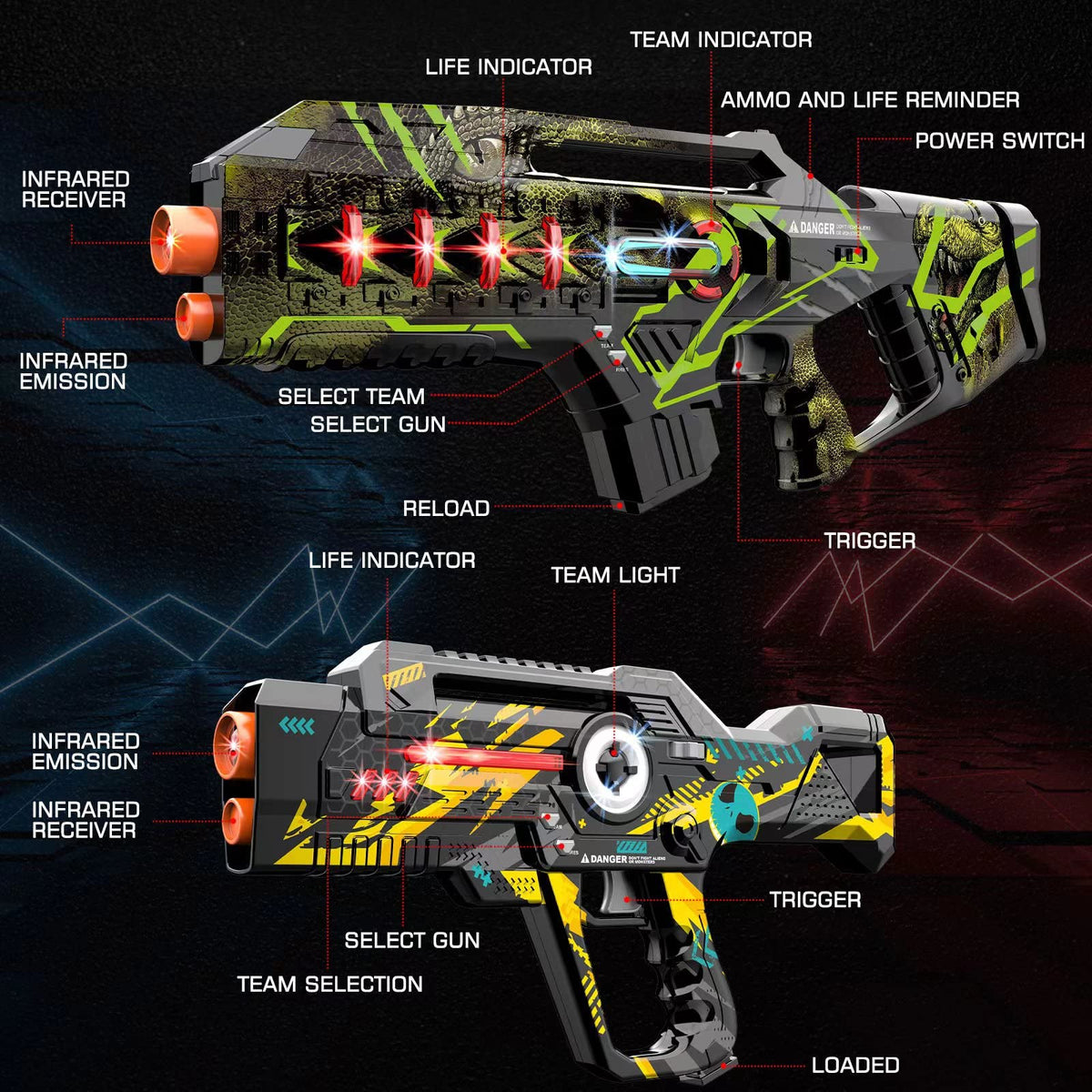 Winyea Tag laser tag LED indicators glow during playtime