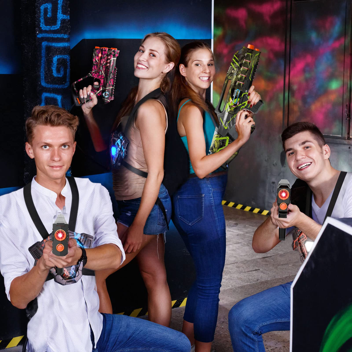 Winyea Tag laser tag team-play scene highlighting four-team setup