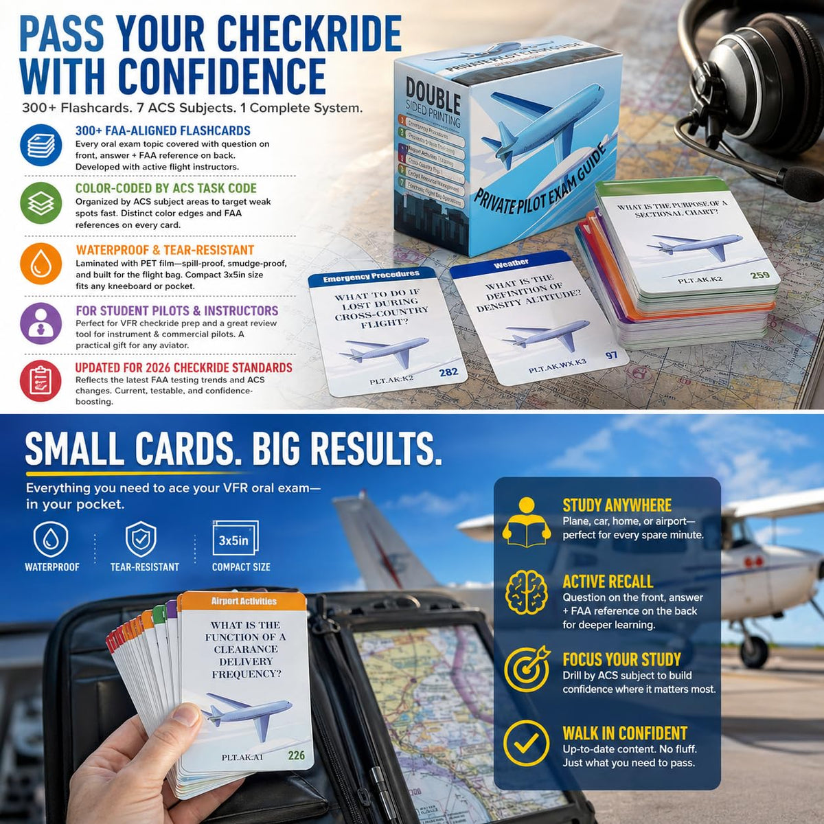 Wiooffen flashcards feature front questions and back answers with FAA references.