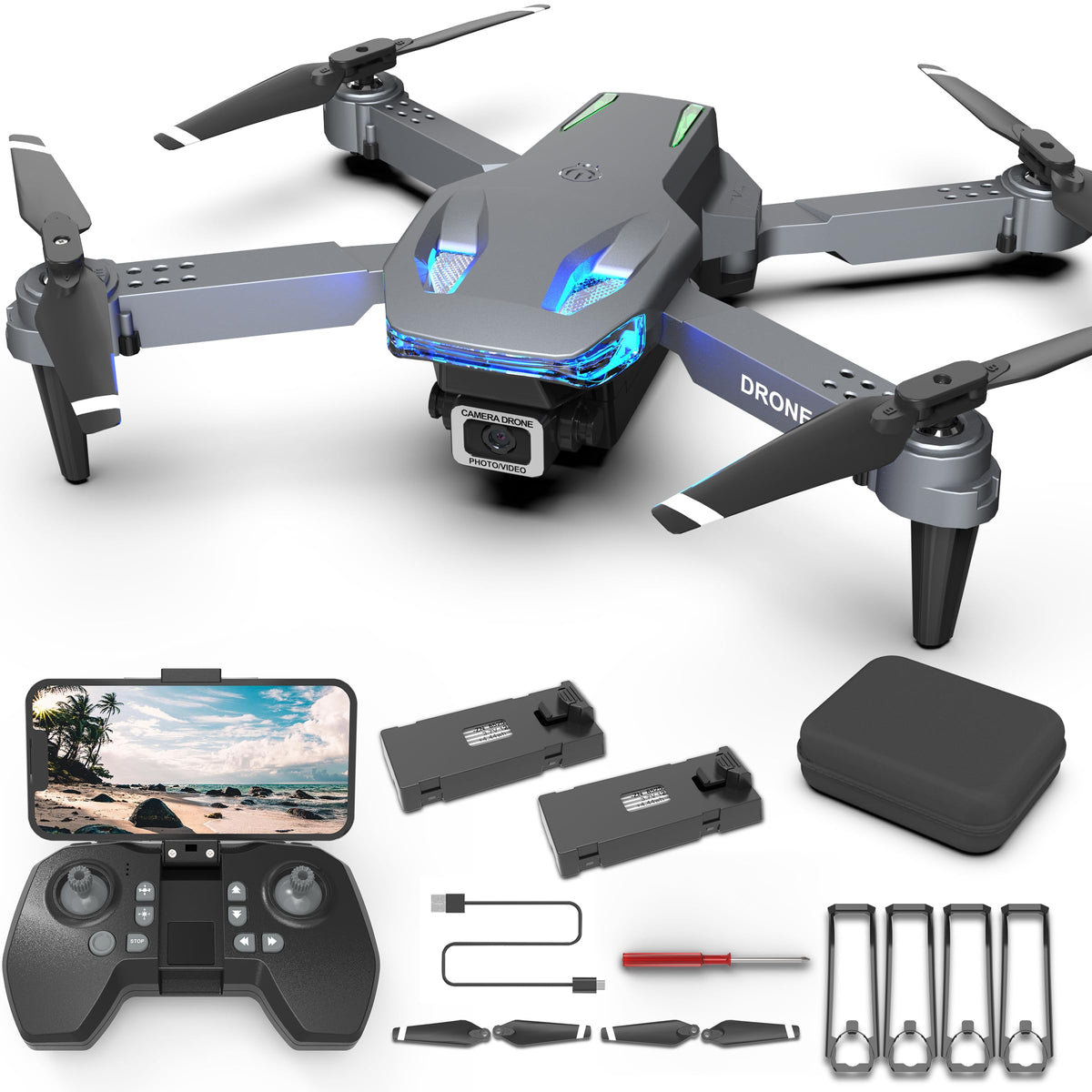 Wipkviey T28 drone folded for easy transport with portable foldable design.