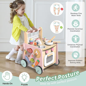 wiqins 9-in-1 activity center play kitchen highlights pretend cooking and role play fun.
