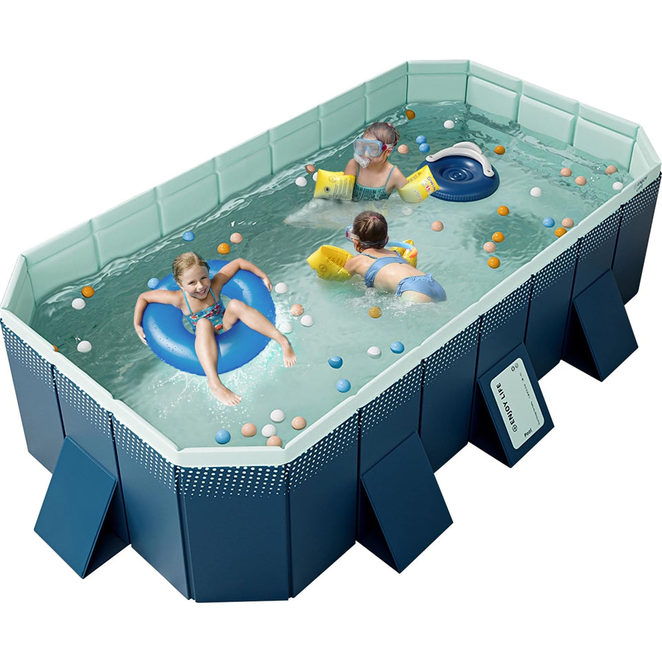 Wirhao foldable pool in backyard, showing ample space for kids and adults.