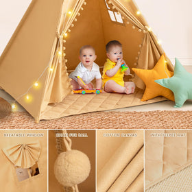 Wirhao tepee tent natural pine poles for sturdy structure