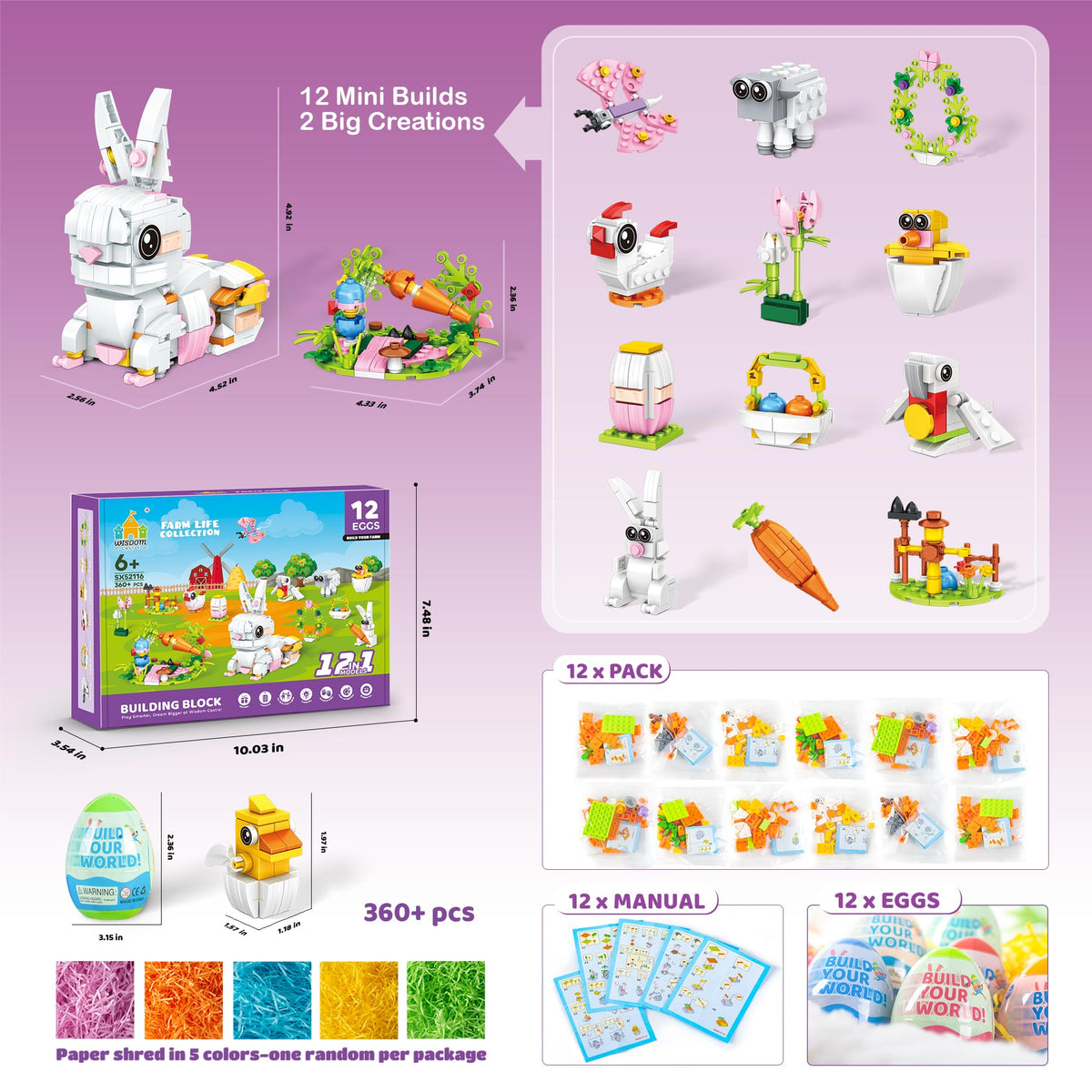 Wisdom Castle Mini builds with rabbit, chick, and sheep enable creative play.