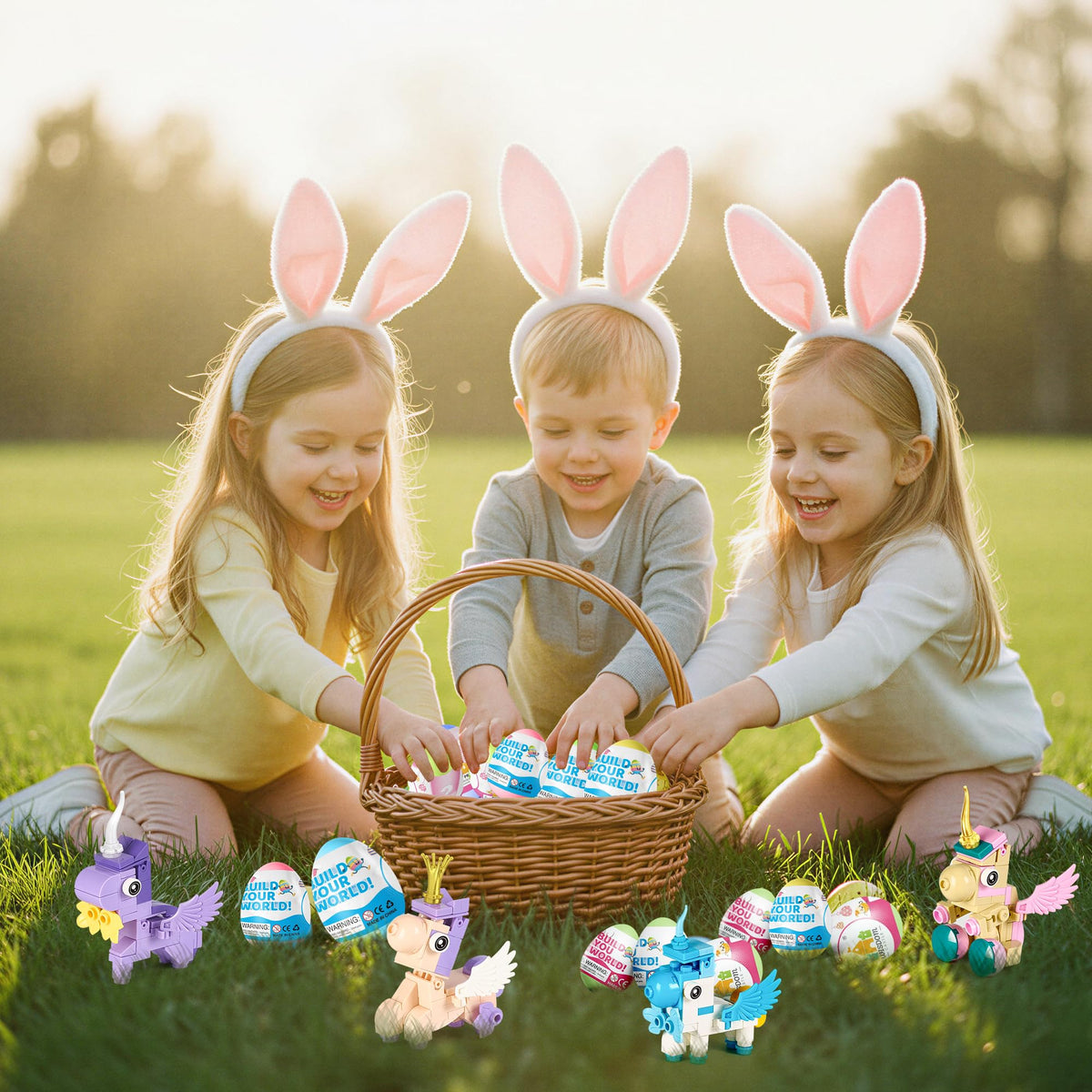 Wisdom Castle Prefilled Easter Eggs image shows ready-to-distribute eggs for easy party favors.