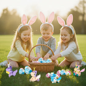 Wisdom Castle Prefilled Easter Eggs image shows ready-to-distribute eggs for easy party favors.