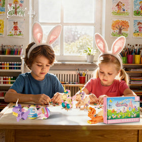 Wisdom Castle Unicorn Pegasus Model image promotes creative building and color recognition in kids.