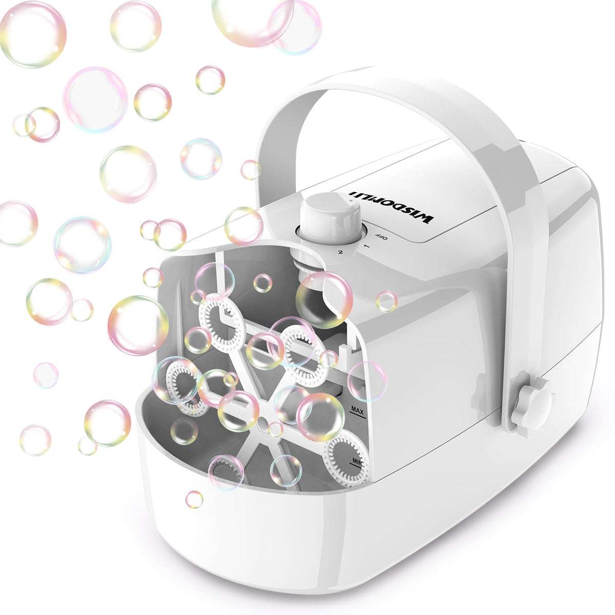 Wisdomlit 3-in-1 bubble machine front view for vibrant outdoor play