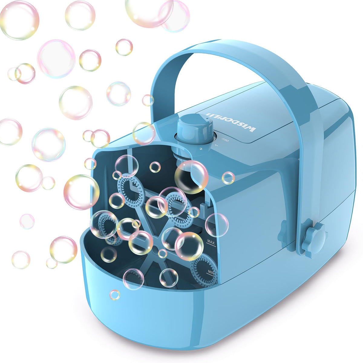 Wisdomlit Bubble Machine with 3-in-1 wheels creates versatile bubbles for any event