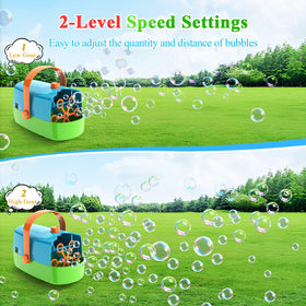 Wisdomlit Bubble Machine big bubbles wheel yields large, dramatic bubbles outdoors.