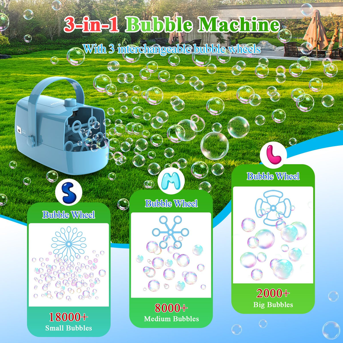 Wisdomlit small bubble wheels deliver tiny bubbles for delicate outdoor play