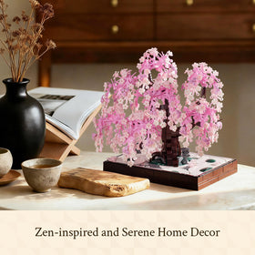 Hands assemble Wise Block Cherry Blossom Tree for mindful crafting.