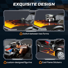Wise Block detailed interior cockpit enhances immersive pretend racing experiences.