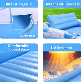 WISHDIAM 2-in-1 sunbathing raft for pool, beach, and lake