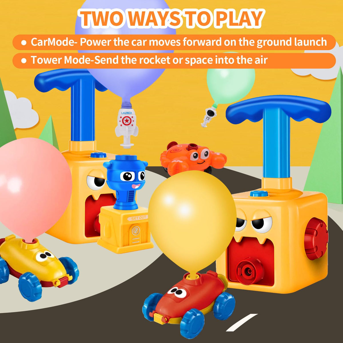 WISHDIAM Replacement tubes included for ongoing balloon car action