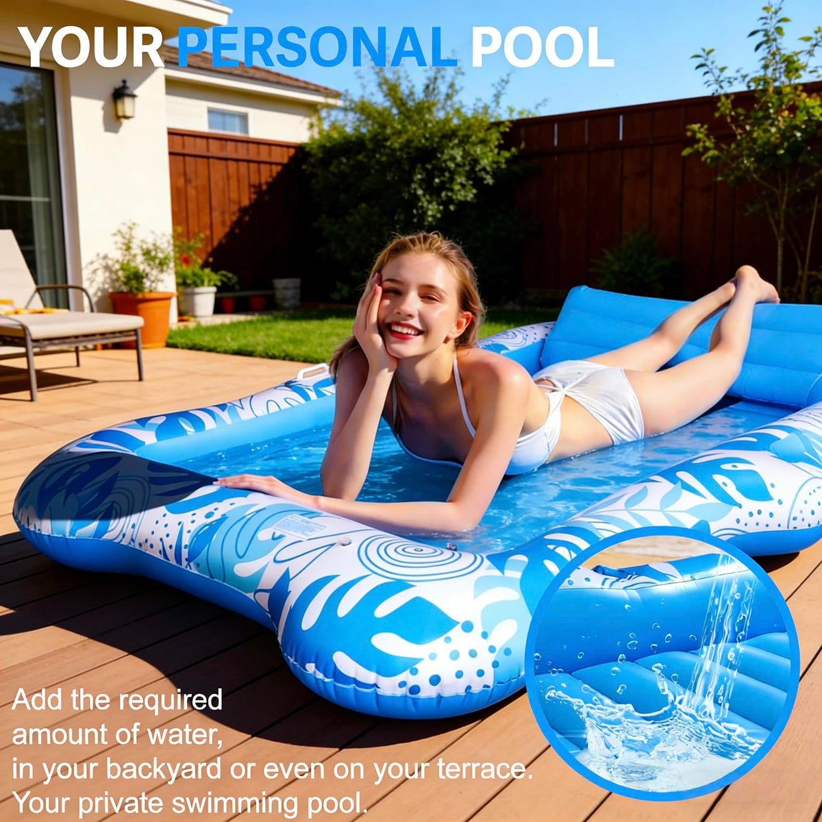 WISHDIAM extra-large suntan tub for adults provides spacious lounging