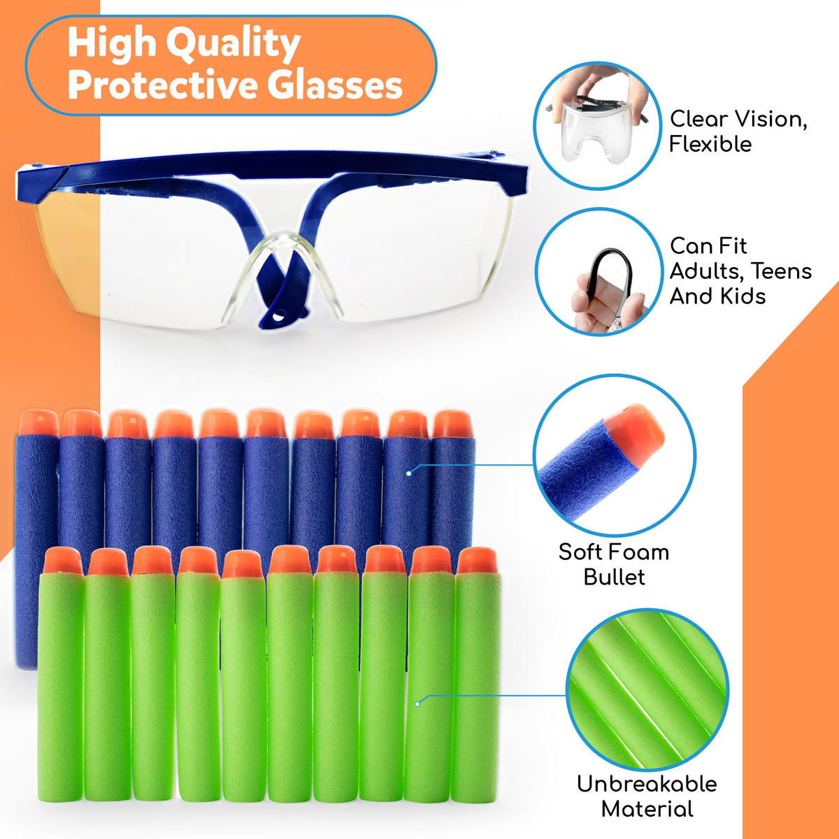Wishery Nerf 20 foam bullets boost extended playtime.
