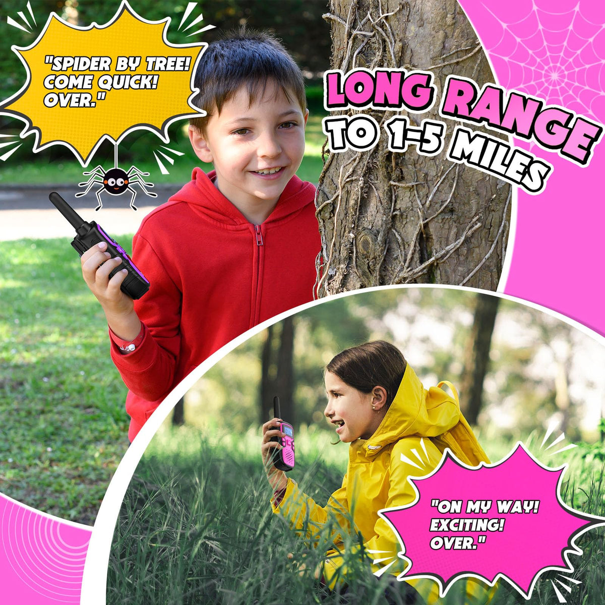 Rechargeable Wishouse walkie talkies with easy start for kids