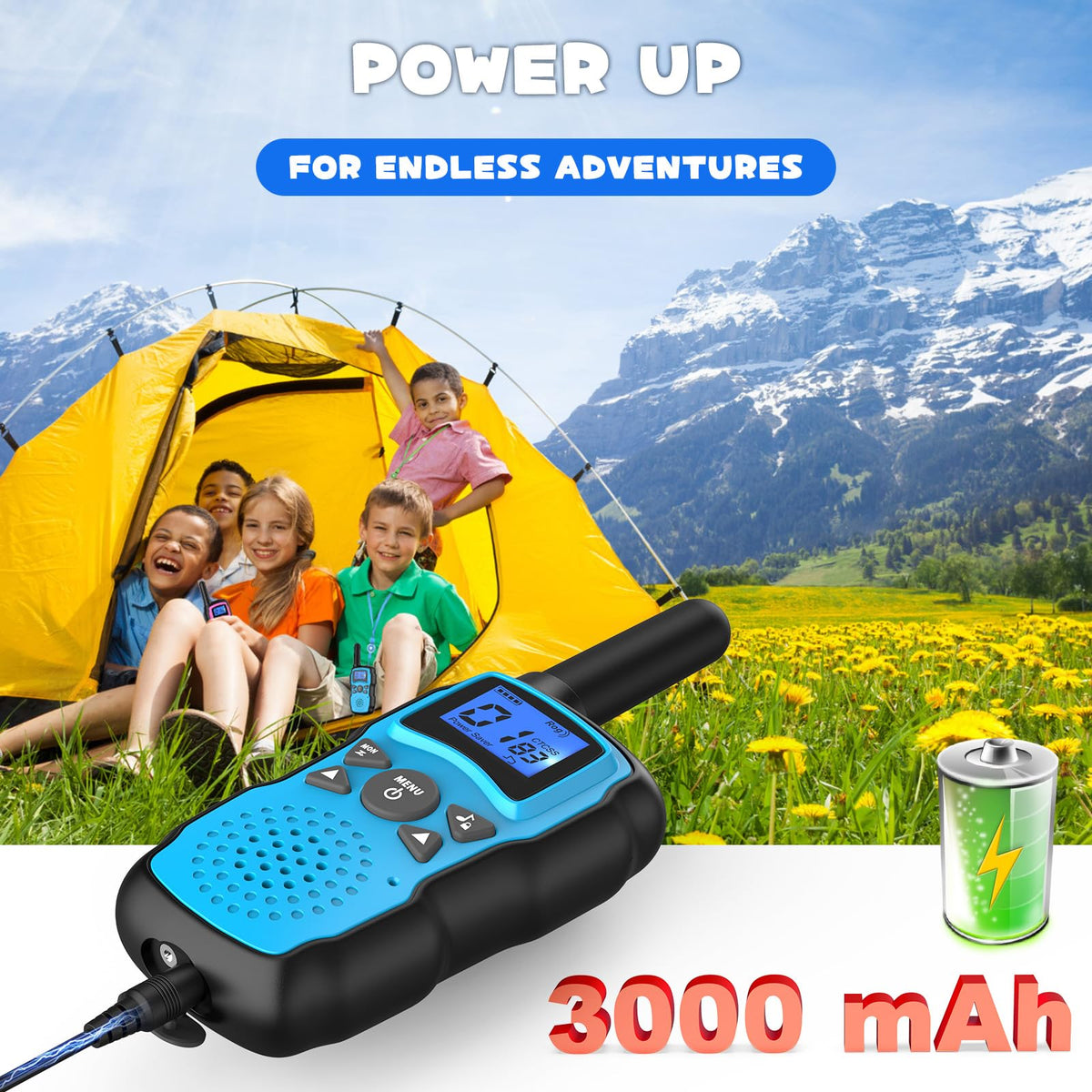 Wishouse walkie talkies with USB chargers included for quick recharge