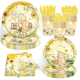 WISSLERMER bear party tableware set 140pcs for effortless hosting
