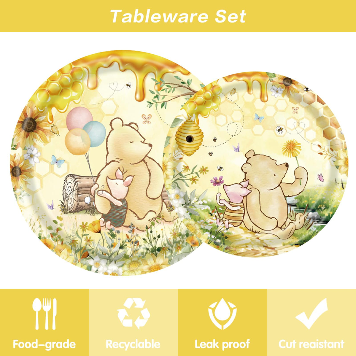 WISSLERMER bear plates 7-inch for kid-friendly servings