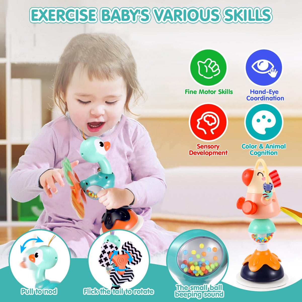 WITALENT bath-time suction rattle toy turns baths into playful moments.