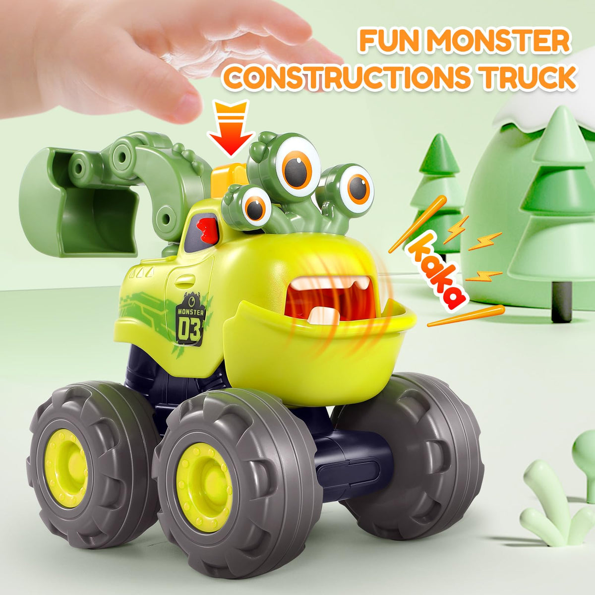 WITALENT monster truck crane toy promotes hand-eye coordination during play.