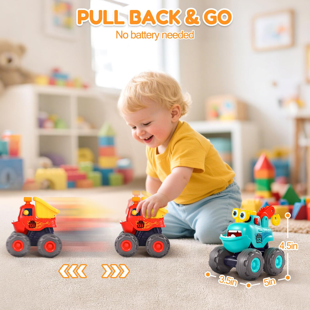 WITALENT monster truck excavator toy engages motor skills through action.