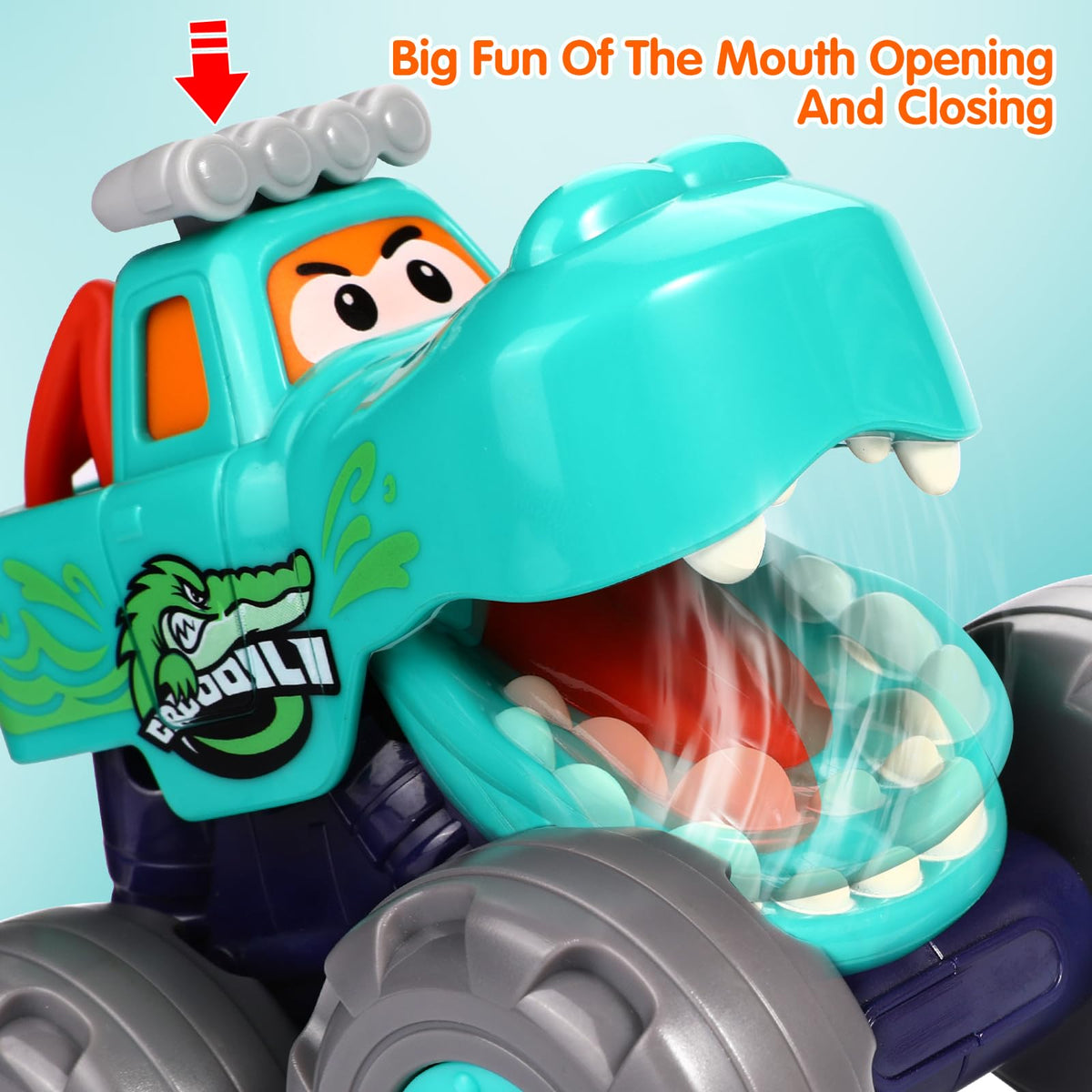 WITALENT monster truck green crocodile mouth-open feature sparks action play.