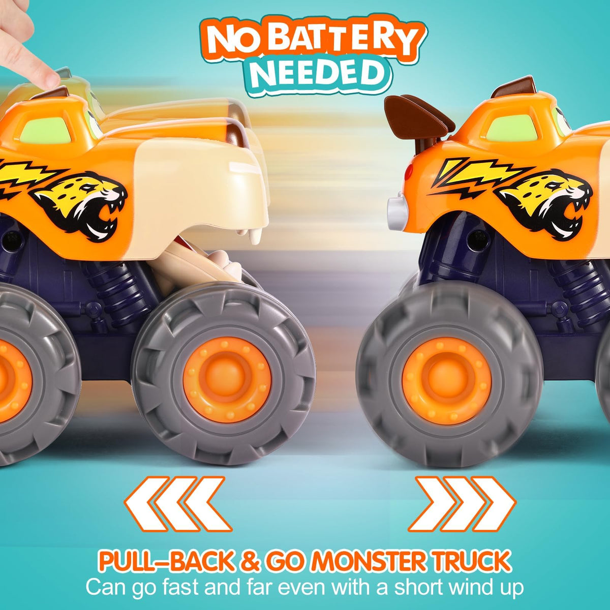 WITALENT monster truck yellow leopard mouth-open design invites adventures.