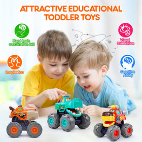 WITALENT monster truck yellow leopard top view promotes color recognition.