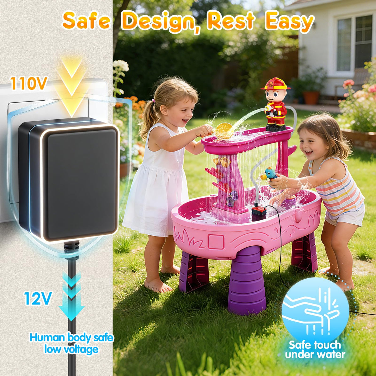 WITALENT pump with 16.4 ft cord allows flexible backyard placement.