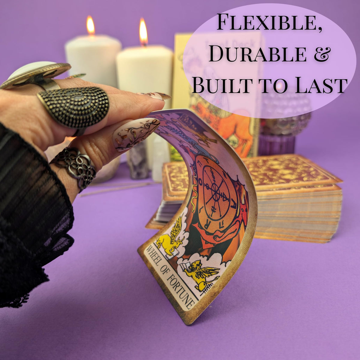 Witchy Cauldron oversized cards improve viewing during readings at a glance