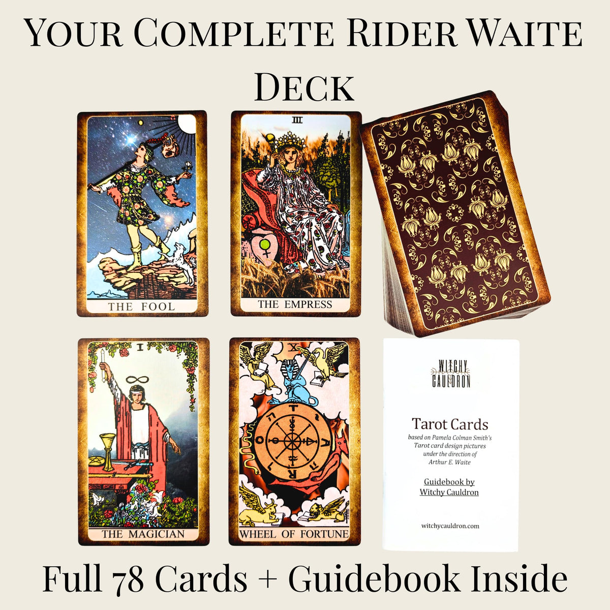 Witchy Cauldron guidebook open offering quick meanings for beginners