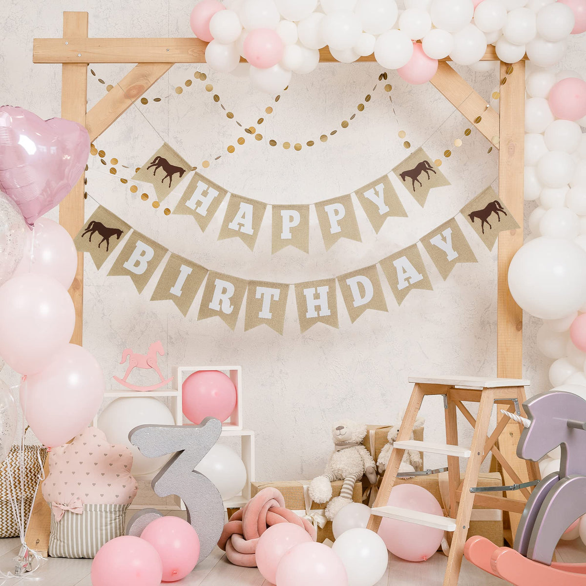With Luxe & Love Pennant Banner brightens space with rustic charm.