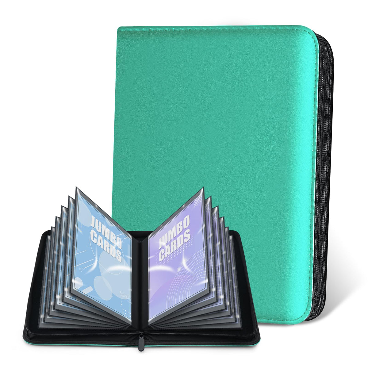 WITHYU jumbo card binder aqua blue cover organizes oversized cards