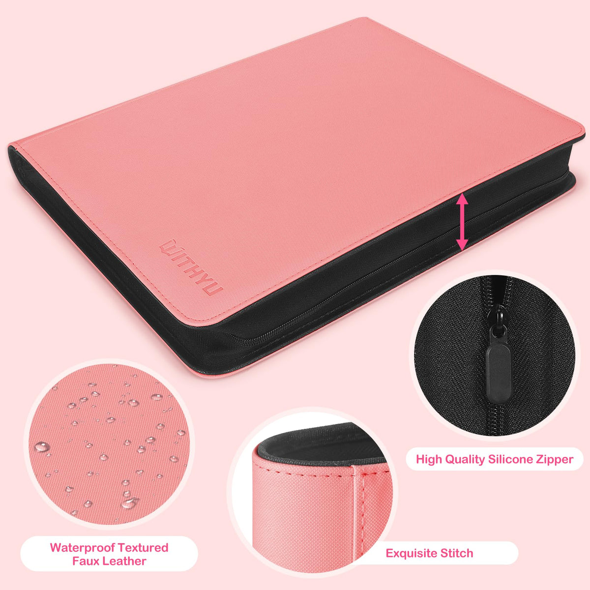 WITHYU 16 dual-sided pages hold up to 288 cards securely.