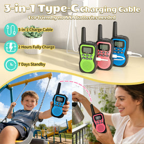 WITPAW 3-in-1 Type-C charging cable powers three walkie talkies quickly