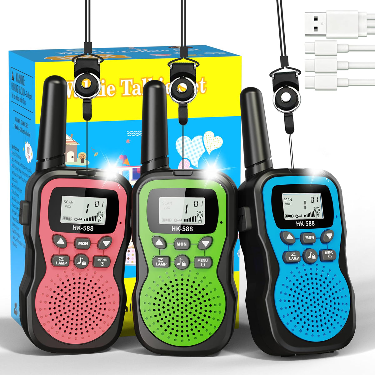 WITPAW 3-pack walkie talkies in use with long-range signal for family outdoor play
