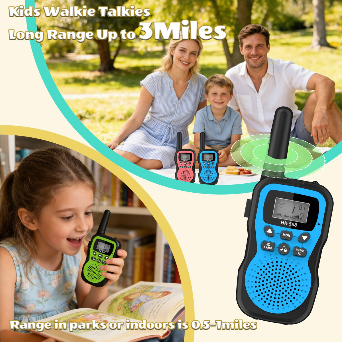 WITPAW walkie talkies LED light on top for easy night-time use