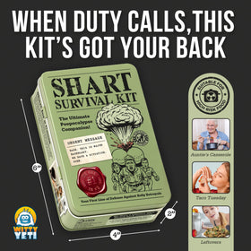 Witty Yeti Shart Survival Kit survivor badge included for a fun win.